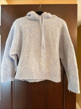 & Other Stories Alpaca Blend Hooded Ribbed Sweater Light Blue sz Small